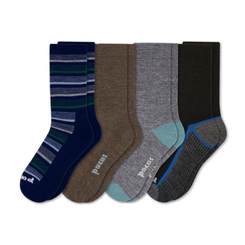 4 Pack - Men's Light-Weight Crew Pacas Socks - Image 127