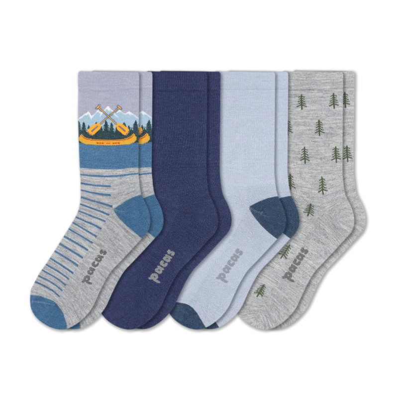 4 Pack - Men's Light-Weight Crew Pacas Socks - Image 129