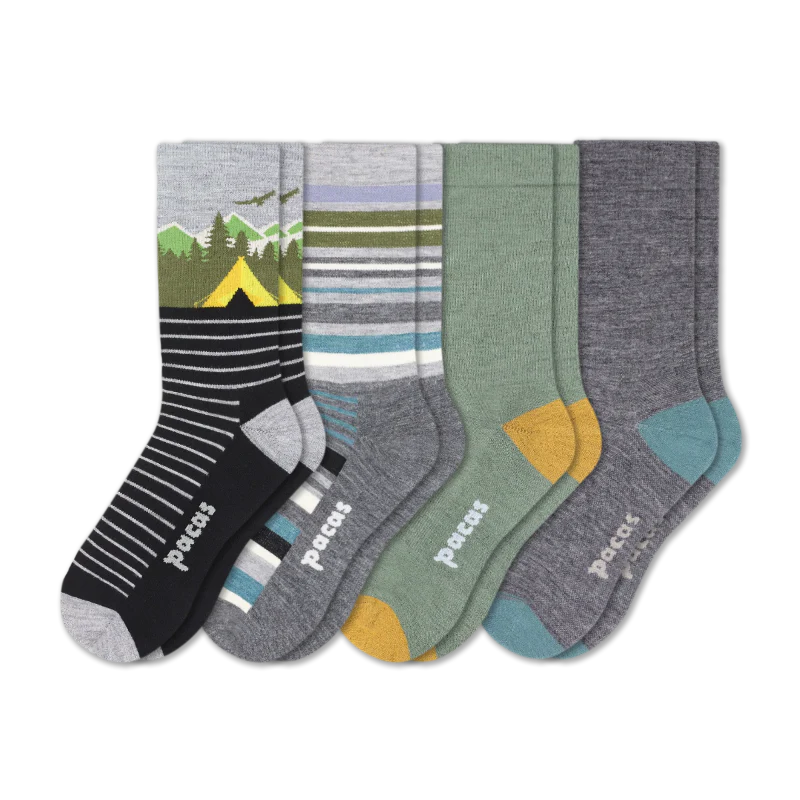 4 Pack - Men's Light-Weight Crew Pacas Socks - Image 131