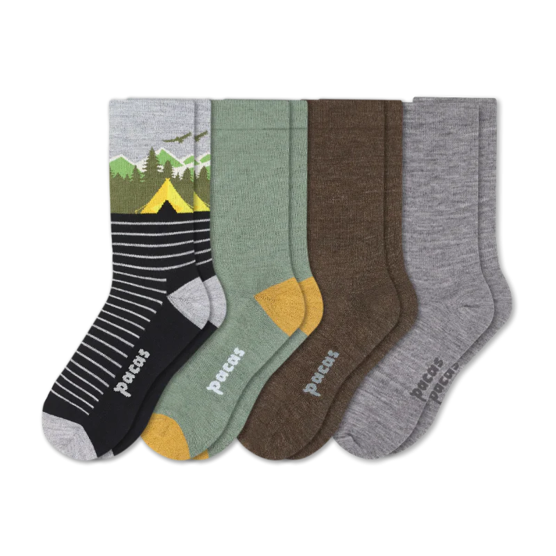4 Pack - Men's Light-Weight Crew Pacas Socks - Image 134