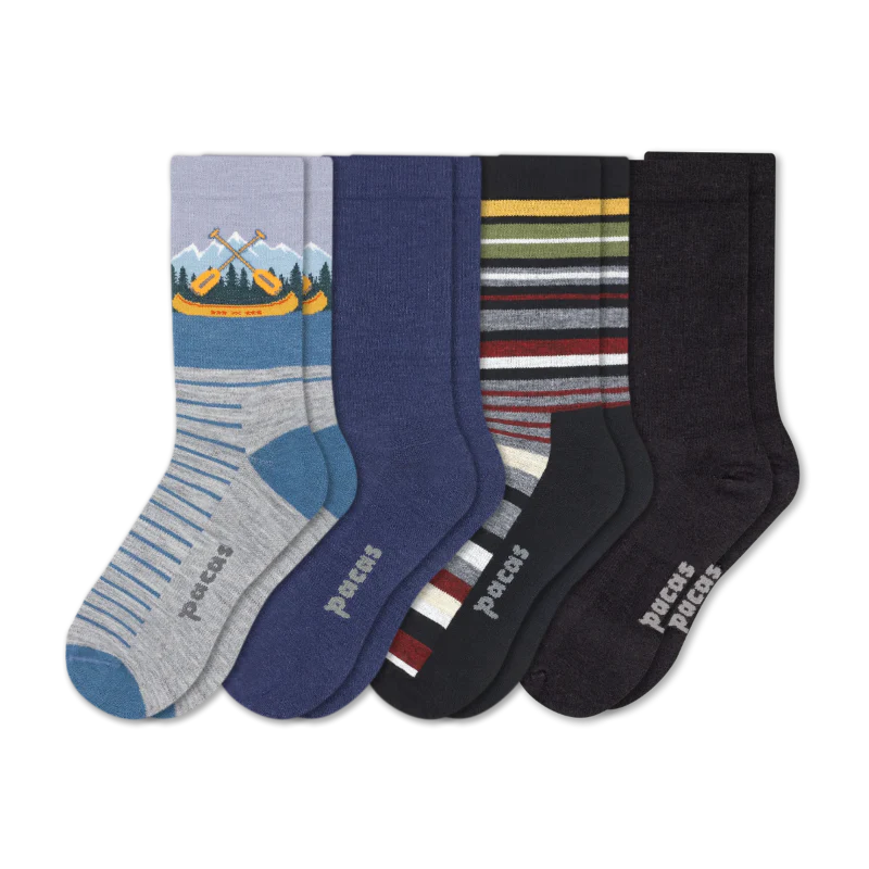 4 Pack - Men's Light-Weight Crew Pacas Socks - Image 136