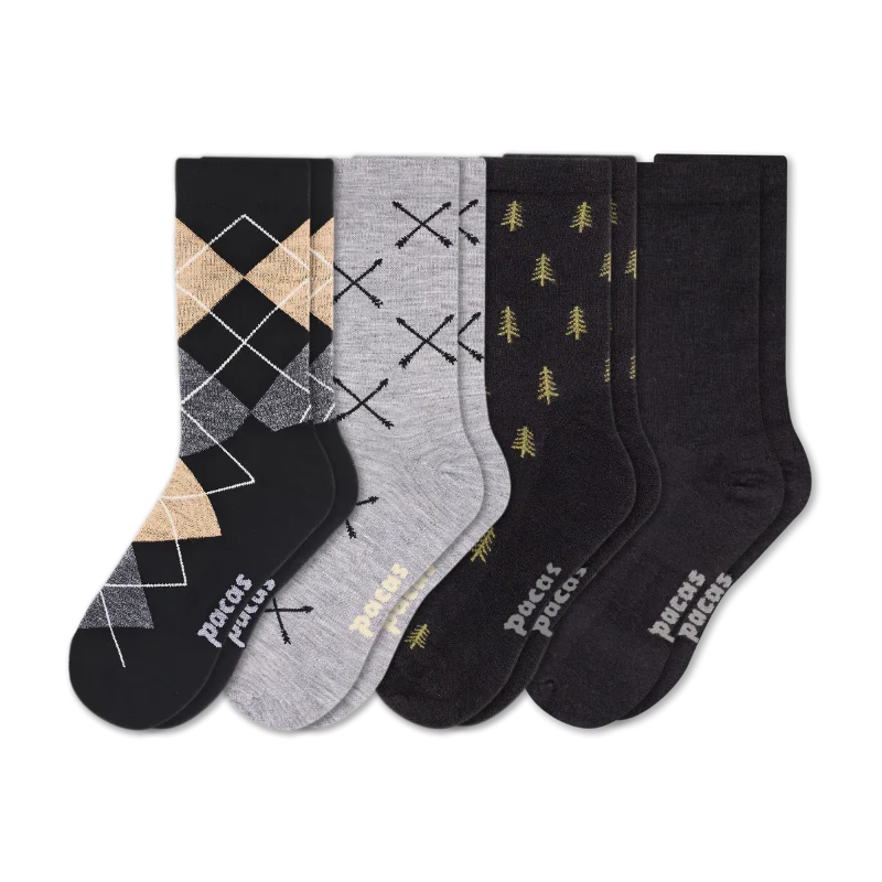 4 Pack - Men's Light-Weight Crew Pacas Socks - Image 141