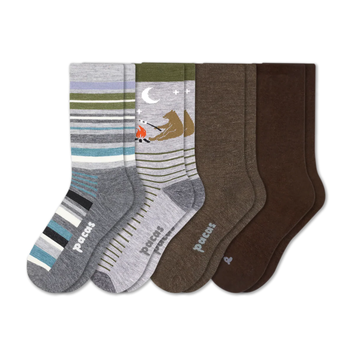 4 Pack - Men's Light-Weight Crew Pacas Socks - Image 148