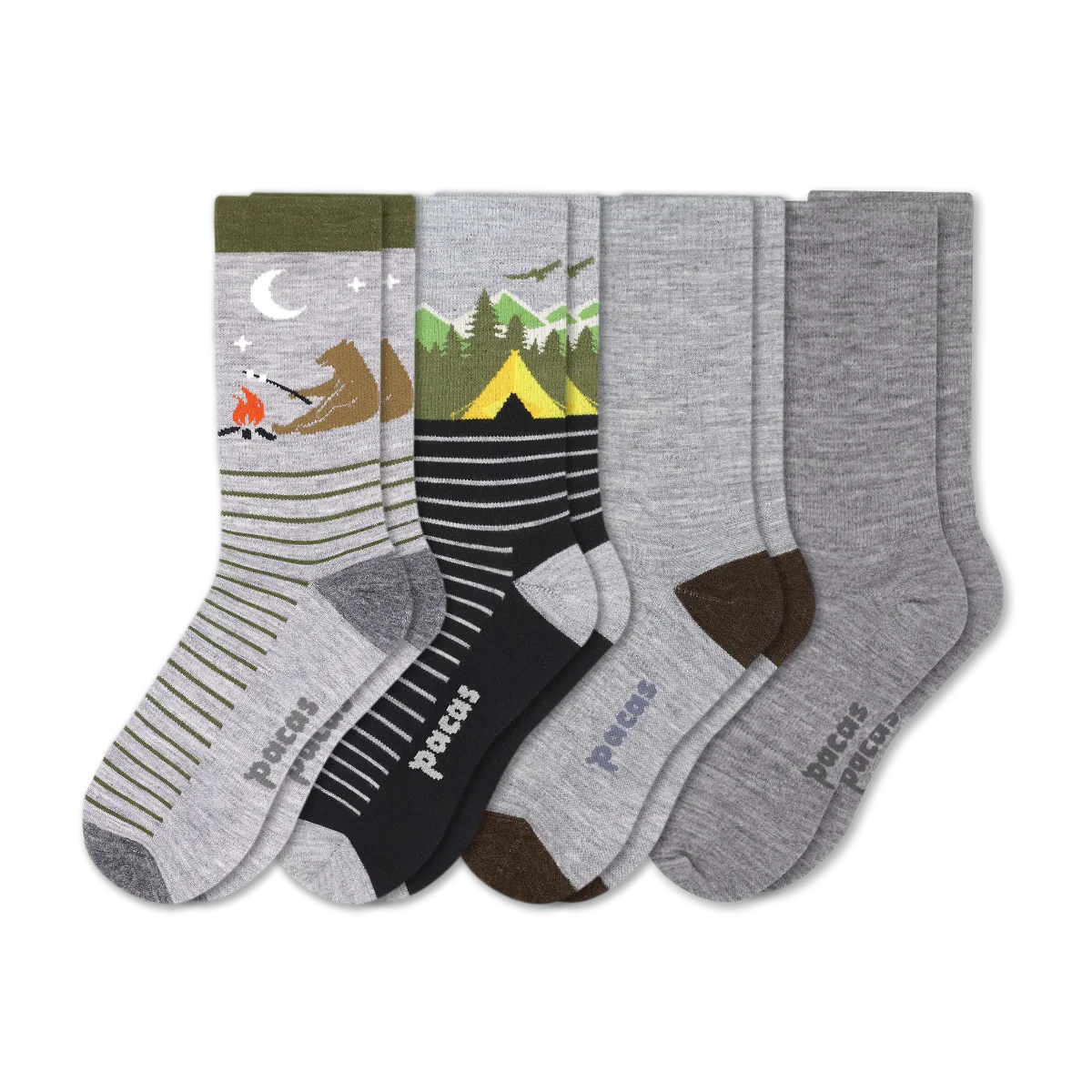 4 Pack - Men's Light-Weight Crew Pacas Socks - Image 152