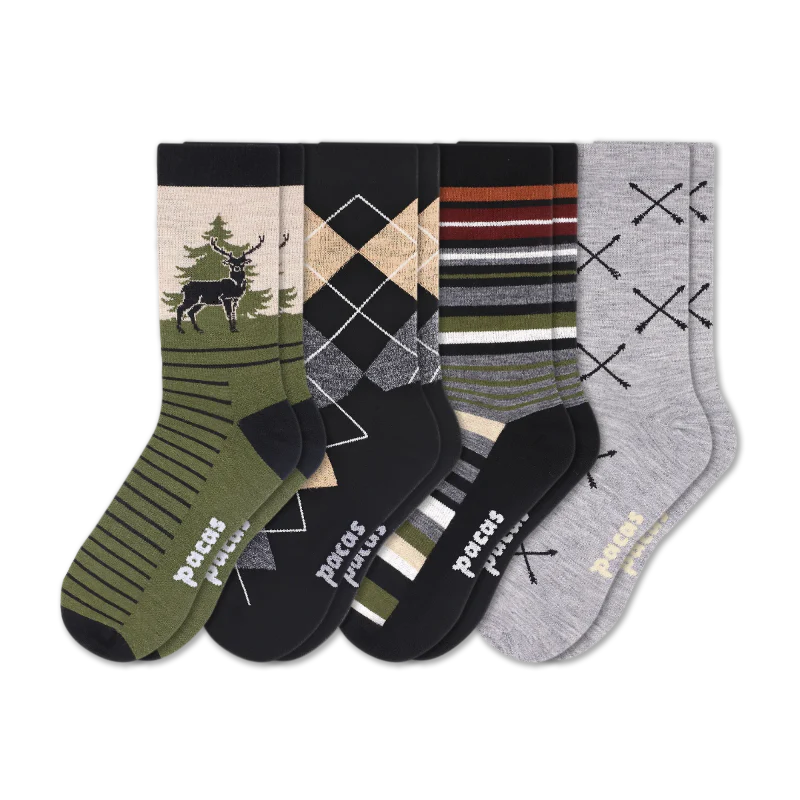 4 Pack - Men's Light-Weight Crew Pacas Socks - Image 67