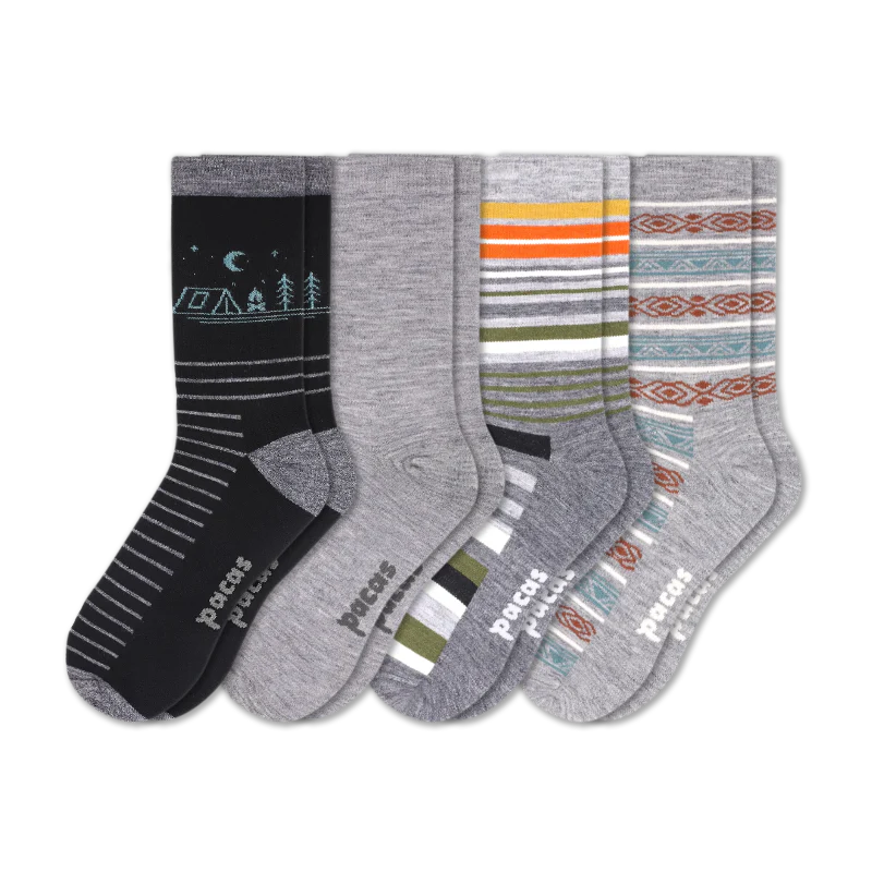 4 Pack - Men's Light-Weight Crew Pacas Socks - Image 71