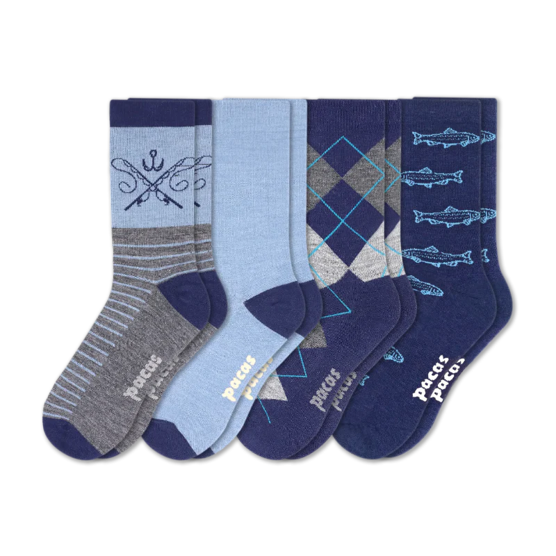 4 Pack - Men's Light-Weight Crew Pacas Socks - Image 80