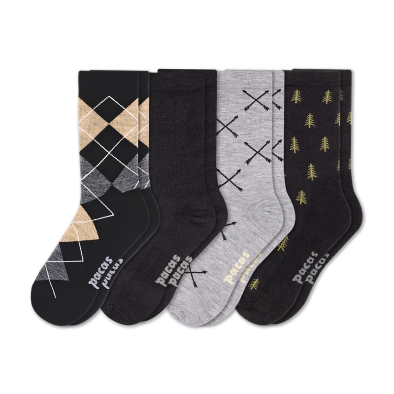 4 Pack - Men's Light-Weight Crew Pacas Socks - Image 82