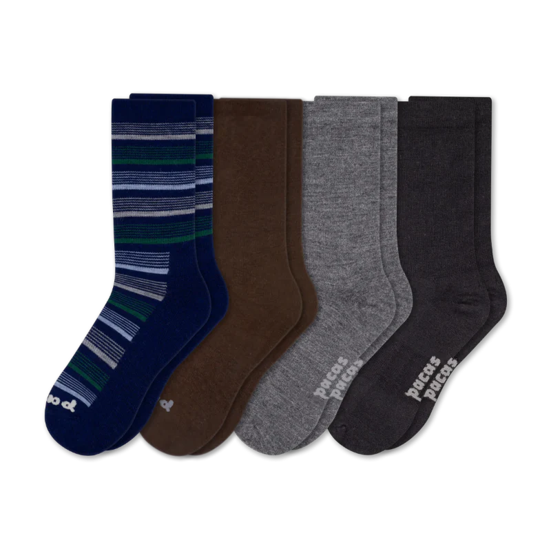 4 Pack - Men's Light-Weight Crew Pacas Socks - Image 99