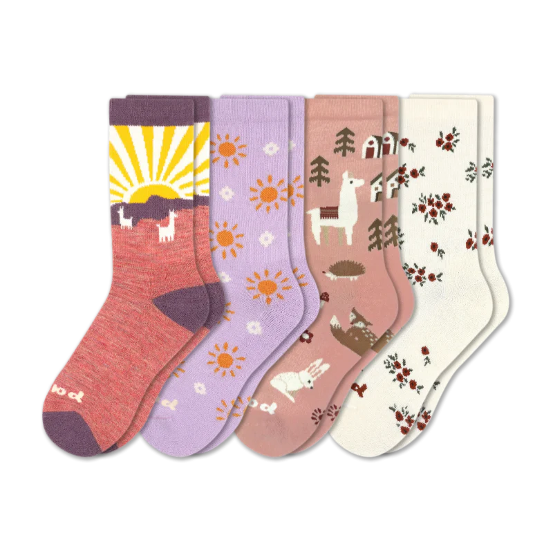 4 Pack - Women's Crew Pacas Socks - Image 136