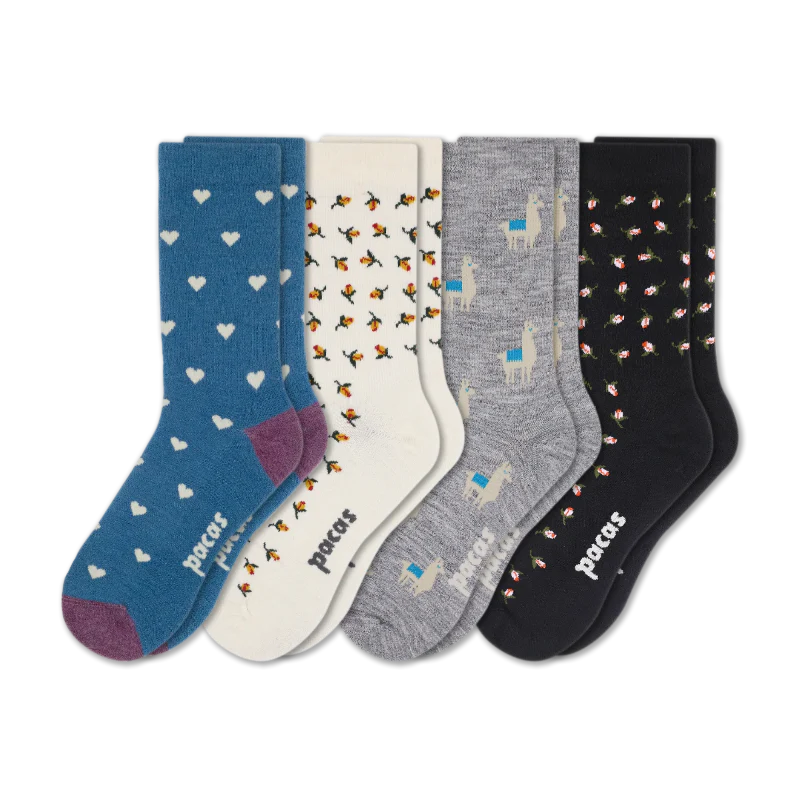 4 Pack - Women's Light-Weight Crew Pacas Socks - Image 116
