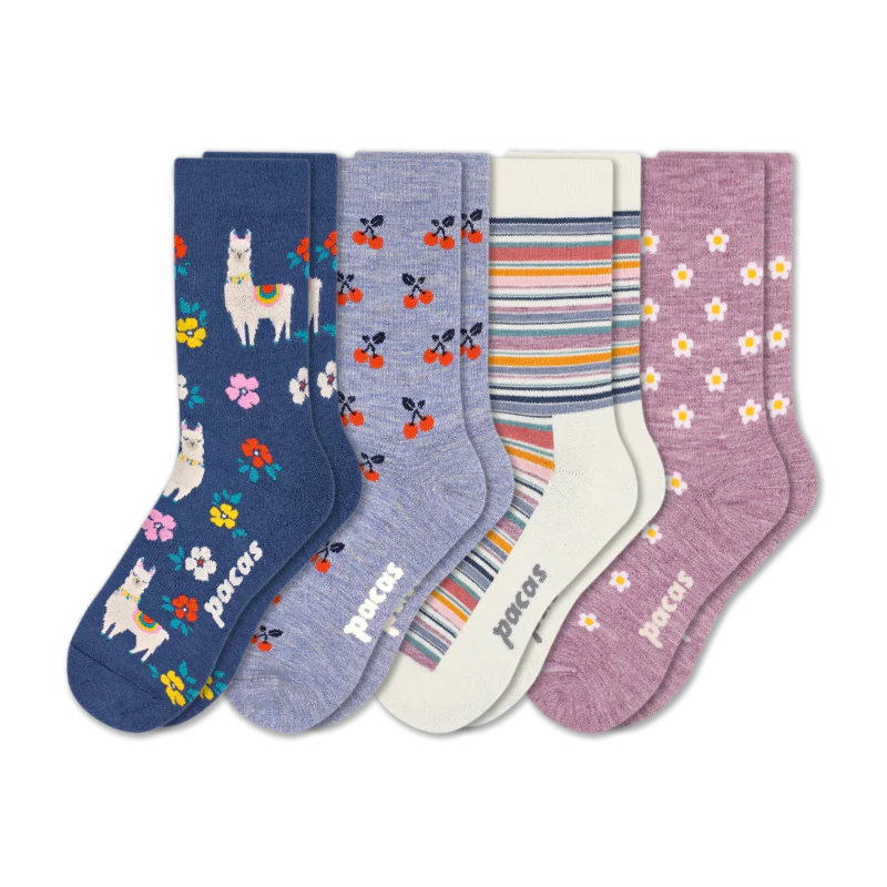 4 Pack - Women's Light-Weight Crew Pacas Socks - Image 131