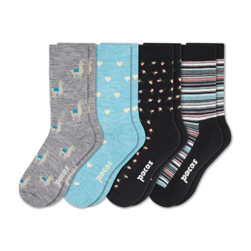 4 Pack - Women's Light-Weight Crew Pacas Socks - Image 132