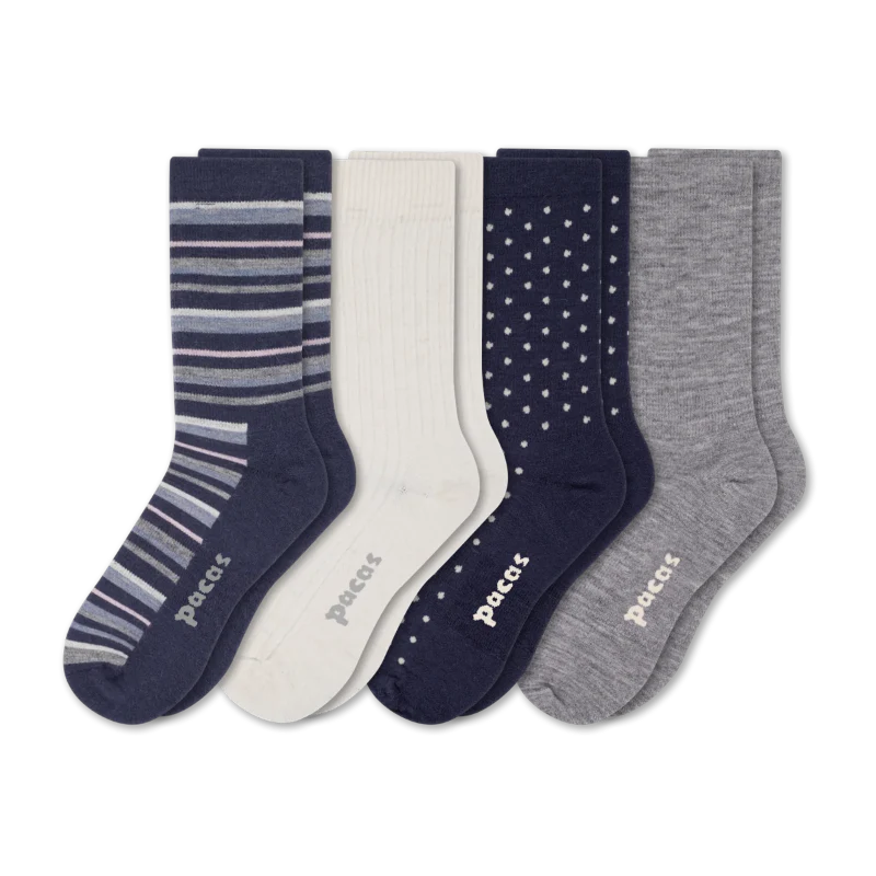 4 Pack - Women's Light-Weight Crew Pacas Socks - Image 140