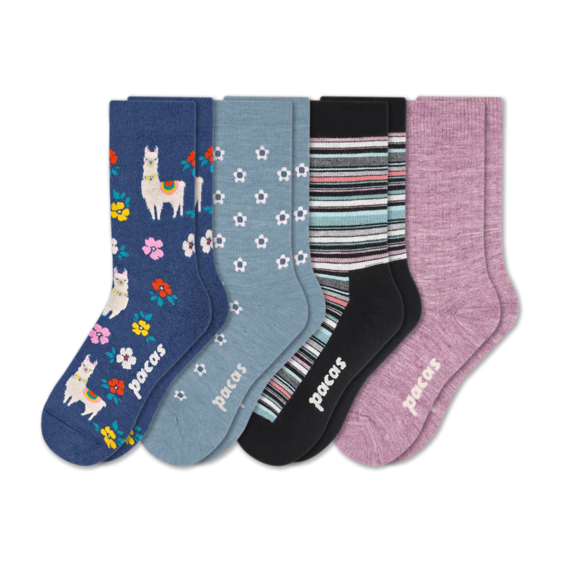 4 Pack - Women's Light-Weight Crew Pacas Socks - Image 142