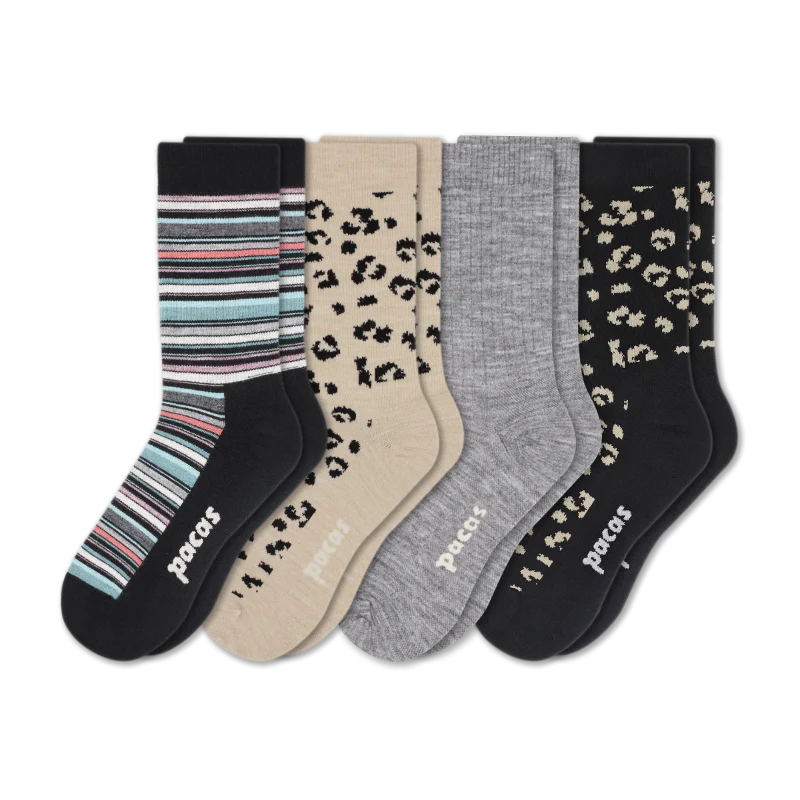 4 Pack - Women's Light-Weight Crew Pacas Socks - Image 143