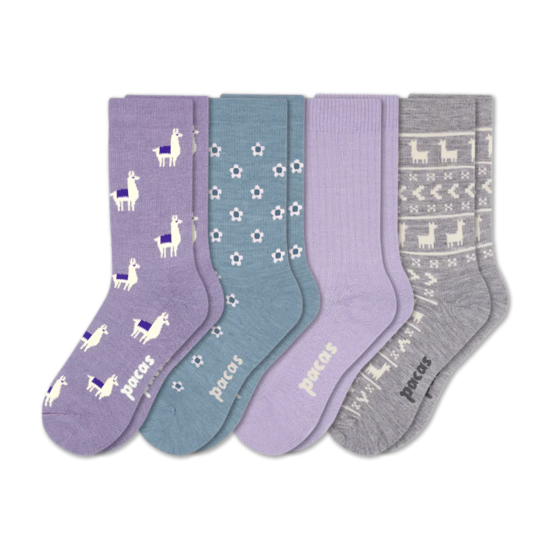 4 Pack - Women's Light-Weight Crew Pacas Socks - Image 148