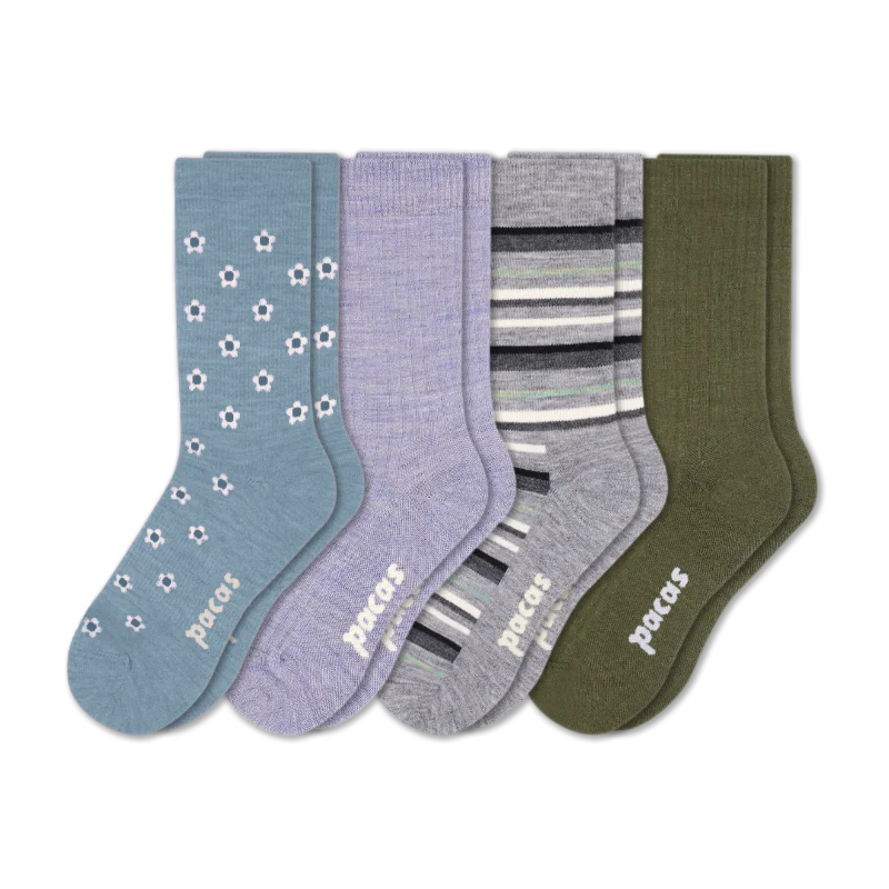4 Pack - Women's Light-Weight Crew Pacas Socks - Image 156