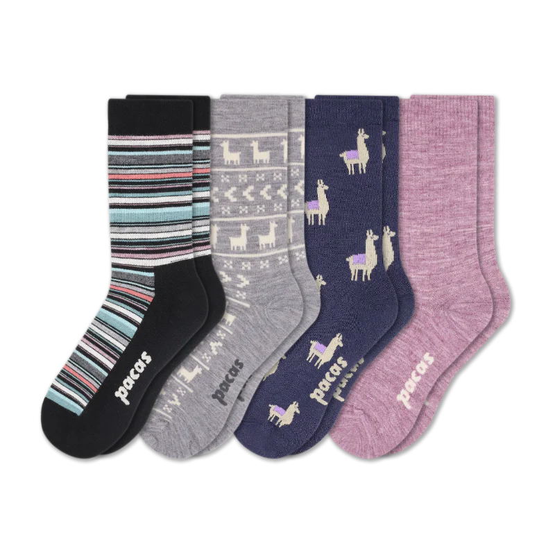 4 Pack - Women's Light-Weight Crew Pacas Socks - Image 157