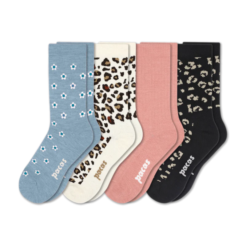 4 Pack - Women's Light-Weight Crew Pacas Socks - Image 158