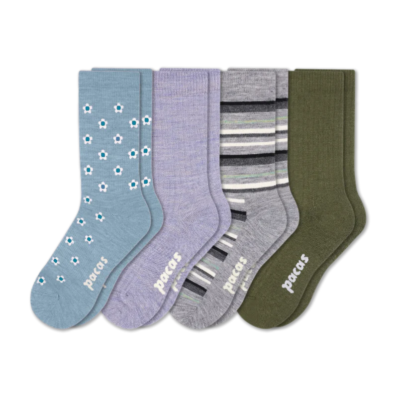4 Pack - Women's Light-Weight Crew Pacas Socks - Image 159