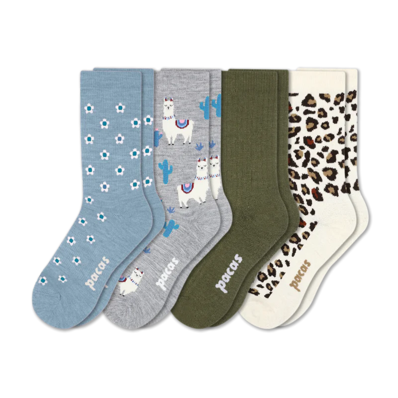 4 Pack - Women's Light-Weight Crew Pacas Socks - Image 170