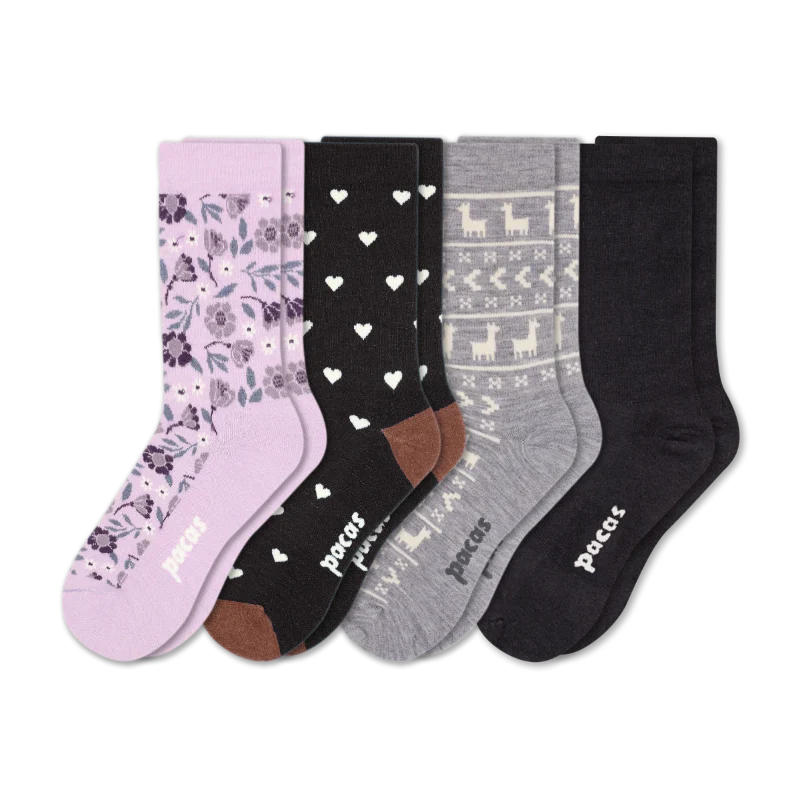 4 Pack - Women's Light-Weight Crew Pacas Socks - Image 174