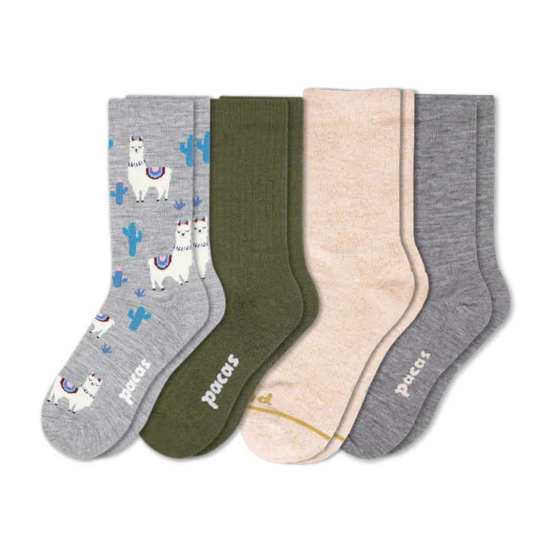 4 Pack - Women's Light-Weight Crew Pacas Socks - Image 178