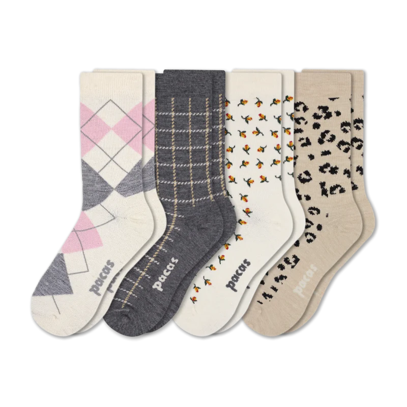 4 Pack - Women's Light-Weight Crew Pacas Socks - Image 188