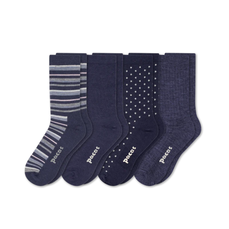 4 Pack - Women's Light-Weight Crew Pacas Socks - Image 37