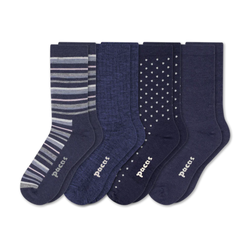 4 Pack - Women's Light-Weight Crew Pacas Socks - Image 53