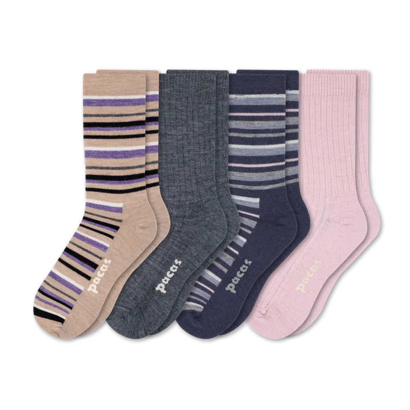 4 Pack - Women's Light-Weight Crew Pacas Socks - Image 55
