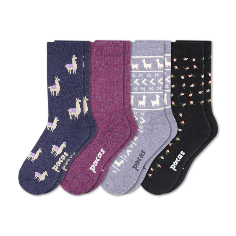 4 Pack - Women's Light-Weight Crew Pacas Socks - Image 78