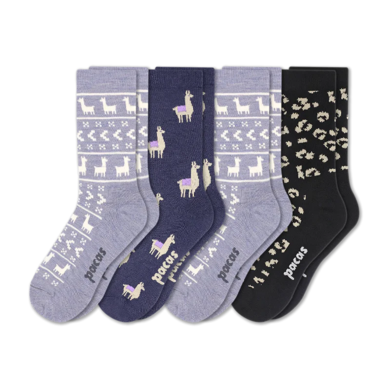 4 Pack - Women's Light-Weight Crew Pacas Socks - Image 79