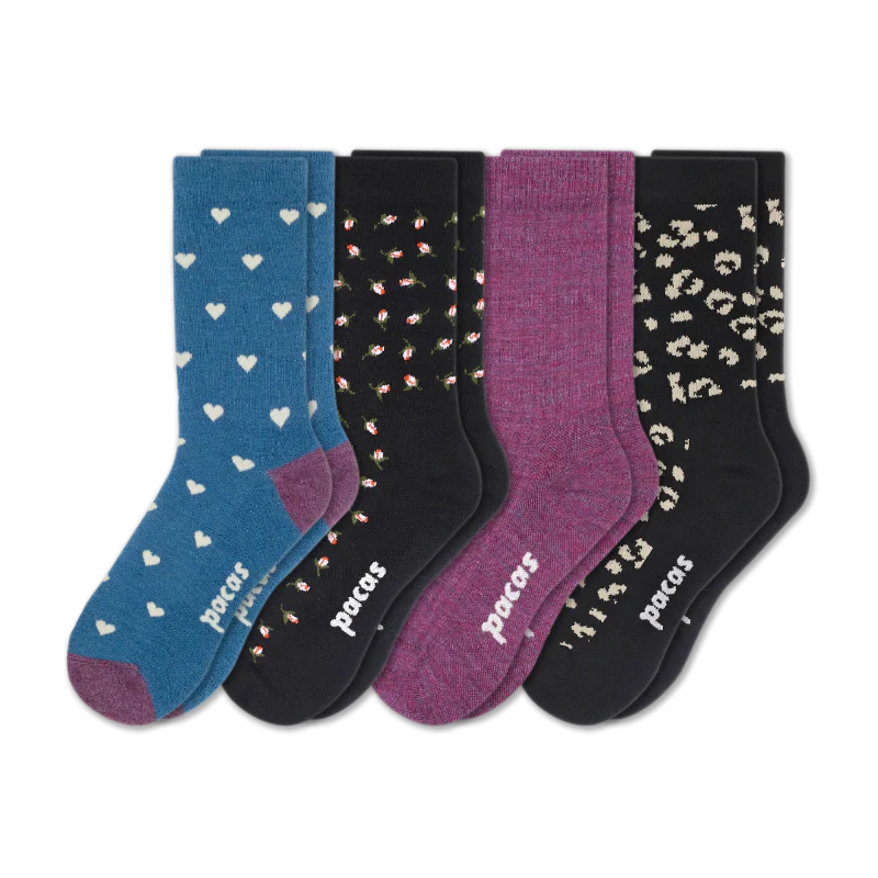 4 Pack - Women's Light-Weight Crew Pacas Socks - Image 80