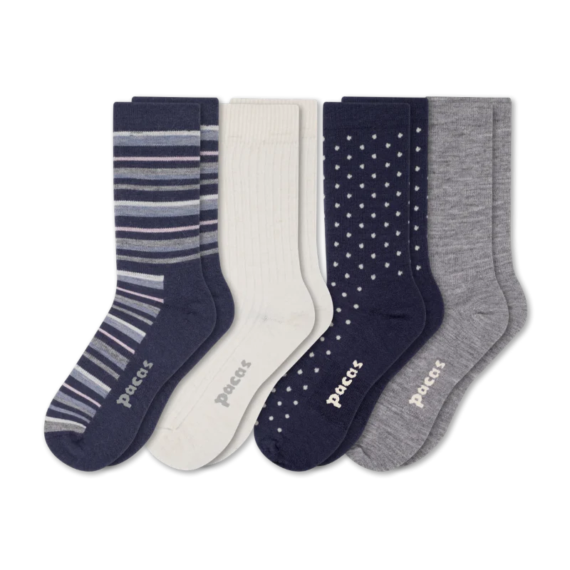 4 Pack - Women's Light-Weight Crew Pacas Socks - Image 86