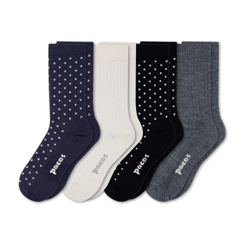4 Pack - Women's Light-Weight Crew Pacas Socks - Image 90