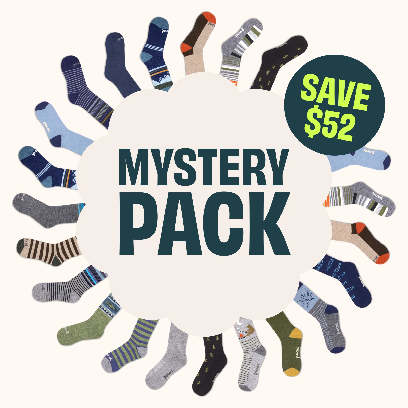 6 Pack - Men's Crew Pacas Socks - Image 117