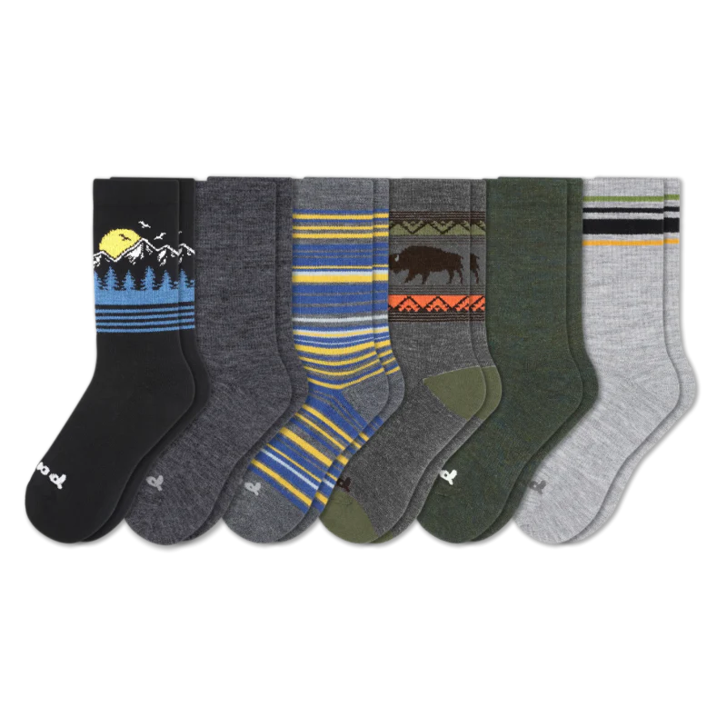 6 Pack - Men's Crew Pacas Socks - Image 155