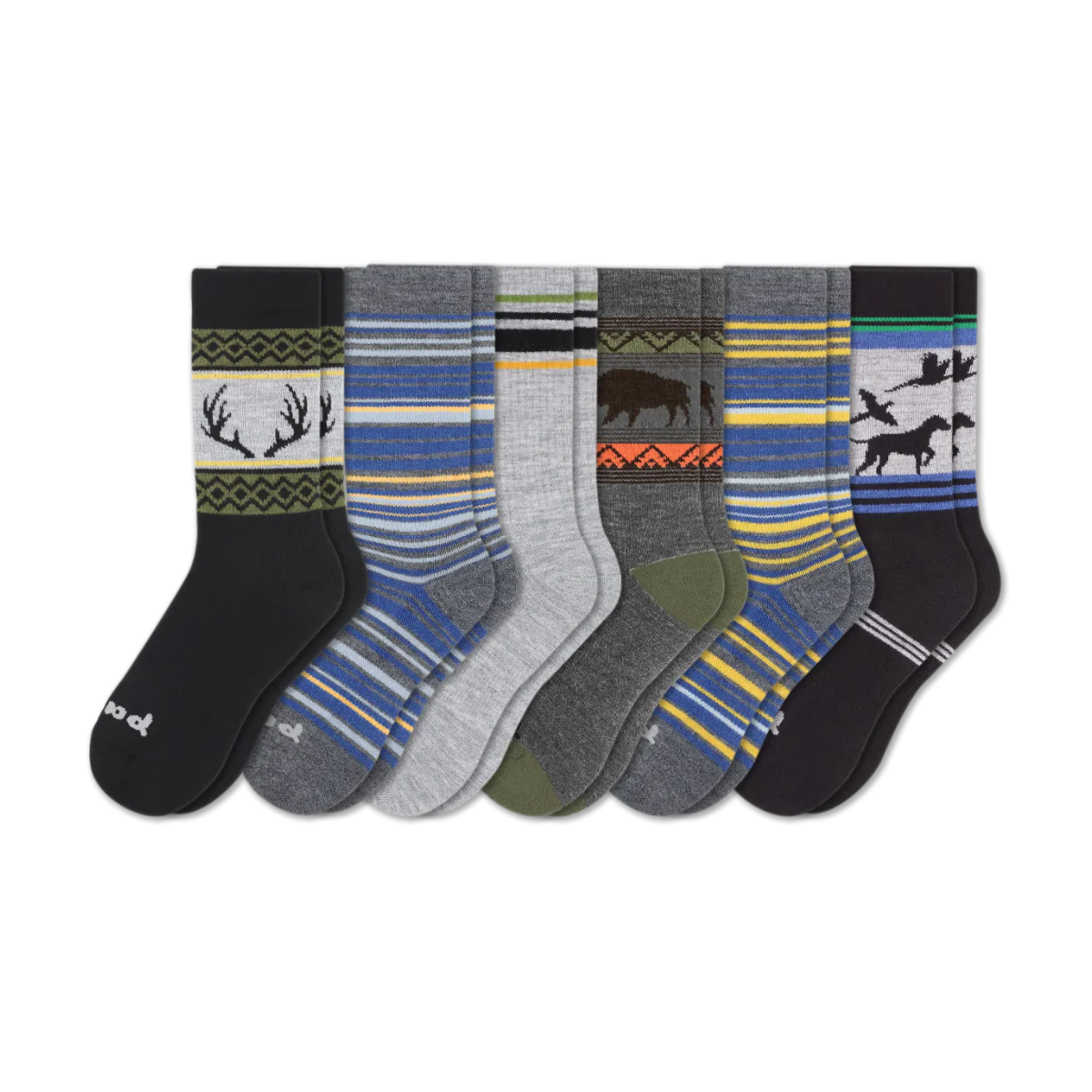6 Pack - Men's Crew Pacas Socks - Image 197