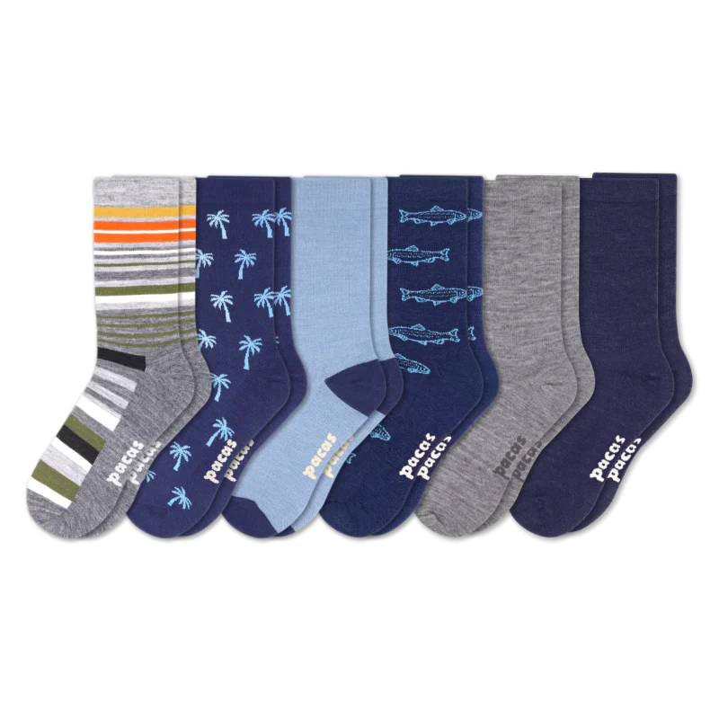 6 Pack - Men's Light-Weight Crew Pacas Socks - Image 104