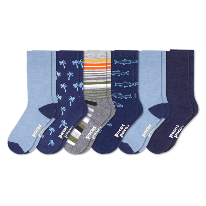 6 Pack - Men's Light-Weight Crew Pacas Socks - Image 105