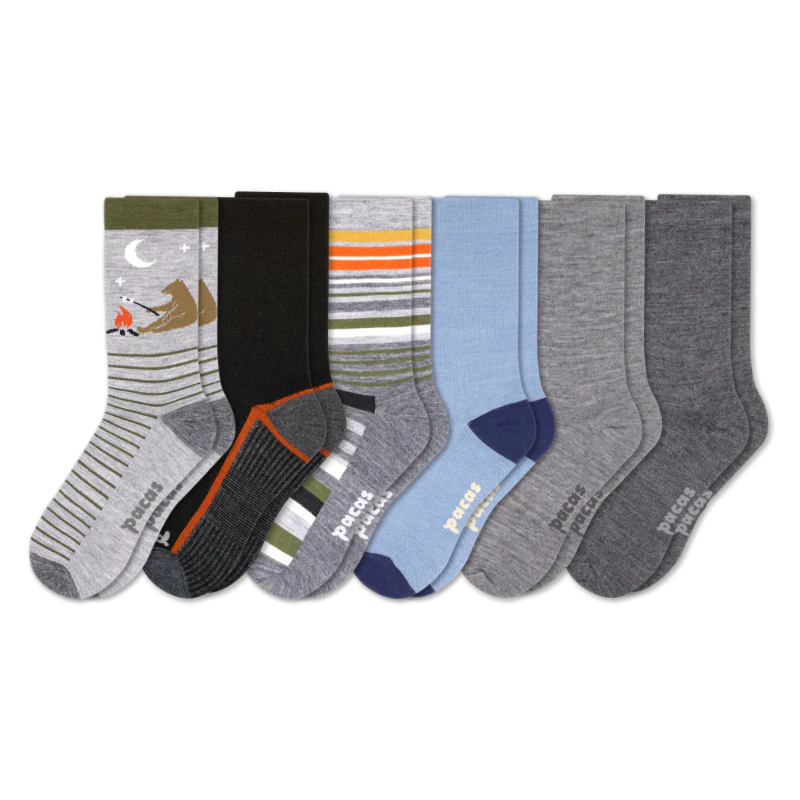 6 Pack - Men's Light-Weight Crew Pacas Socks - Image 107