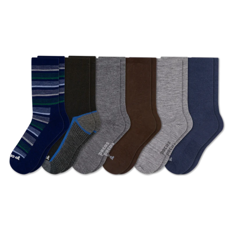 6 Pack - Men's Light-Weight Crew Pacas Socks - Image 109