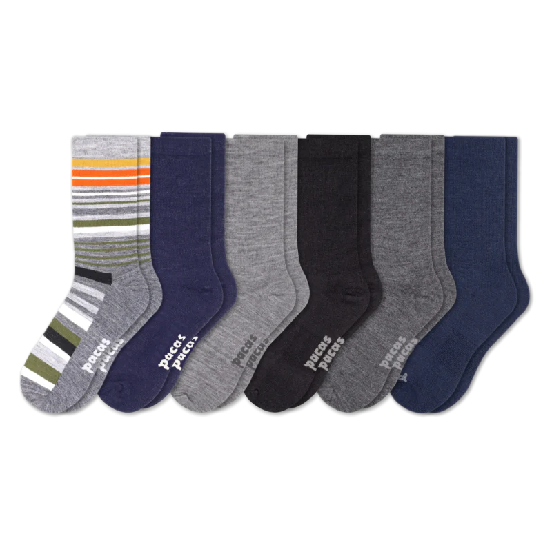 6 Pack - Men's Light-Weight Crew Pacas Socks - Image 110