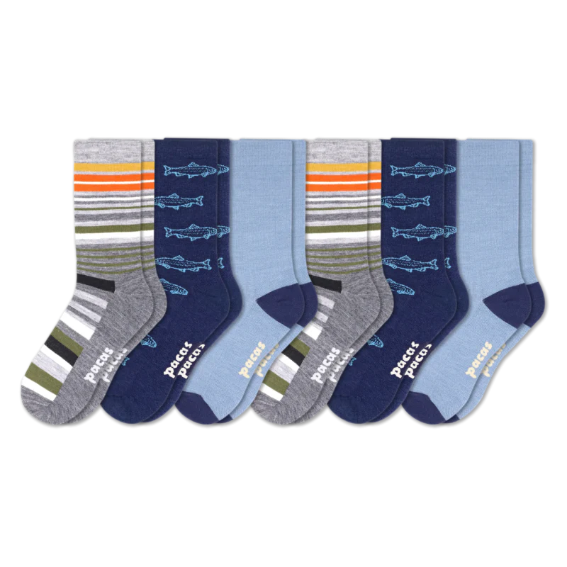 6 Pack - Men's Light-Weight Crew Pacas Socks - Image 111