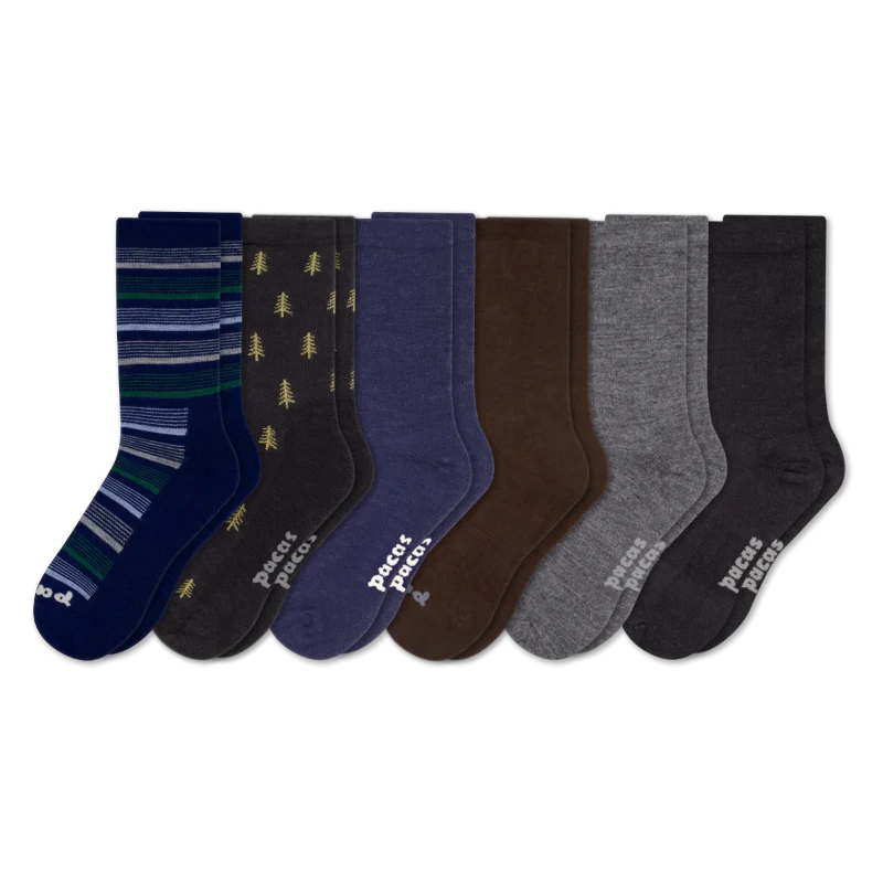 6 Pack - Men's Light-Weight Crew Pacas Socks - Image 115