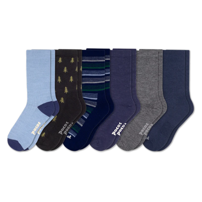6 Pack - Men's Light-Weight Crew Pacas Socks - Image 116