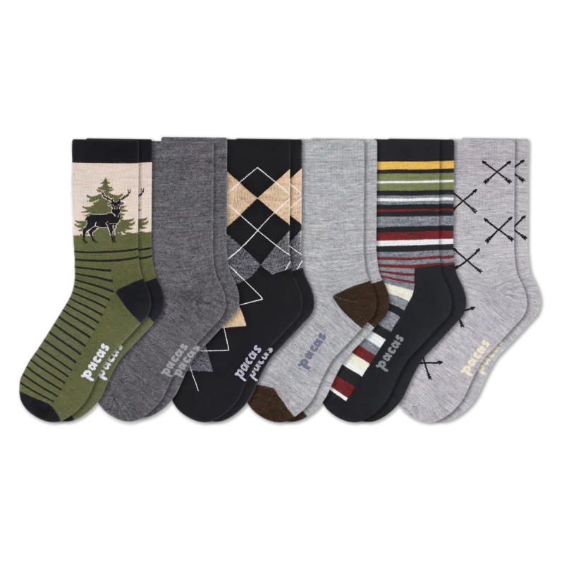 6 Pack - Men's Light-Weight Crew Pacas Socks - Image 119