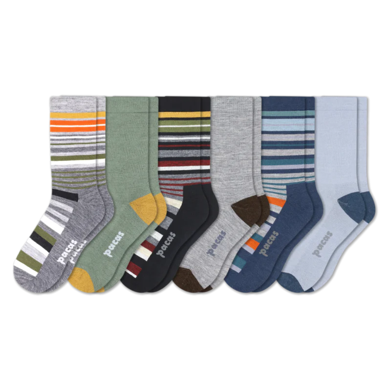 6 Pack - Men's Light-Weight Crew Pacas Socks - Image 120